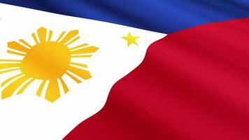 Philippines Flag Waving Gently in the Wind, Close-Up Full-Frame Perspective, Soft Fabric Texture, Slow Motion, Natural Movement, Waving Flag Background video
