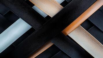 Close-up of intricately woven leather strips in various colors creating a textured background photo