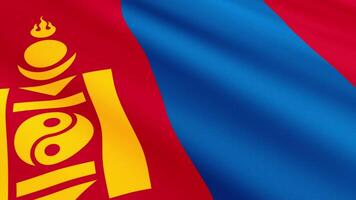 Mongolia Flag Waving Gently in the Wind, Close-Up Full-Frame Perspective, Soft Fabric Texture, Slow Motion, Natural Movement, Waving Flag Background video