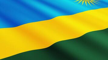 Rwanda Flag Waving Gently in the Wind, Close-Up Full-Frame Perspective, Soft Fabric Texture, Slow Motion, Natural Movement, Waving Flag Background video