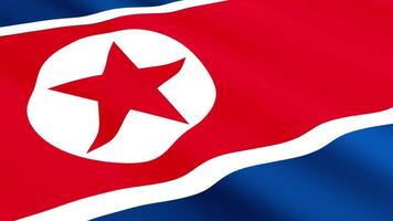 North Korea Flag Waving Gently in the Wind, Close-Up Full-Frame Perspective, Soft Fabric Texture, Slow Motion, Natural Movement, Waving Flag Background video