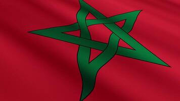 Morocco Flag Waving Gently in the Wind, Close-Up Full-Frame Perspective, Soft Fabric Texture, Slow Motion, Natural Movement, Waving Flag Background video