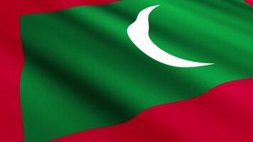 Maldives Flag Waving Gently in the Wind, Close-Up Full-Frame Perspective, Soft Fabric Texture, Slow Motion, Natural Movement, Waving Flag Background video