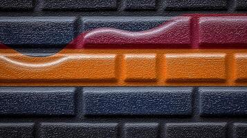 Close-up of textured brick wall with vibrant colors and smooth contours, ideal for backgrounds photo