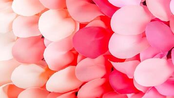 Close-up of vibrant rose petals in shades of pink and white, creating a soft, romantic background photo