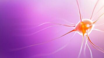 Close-up view of a neuron with vibrant colors on a soft purple background, symbolizing brain activity photo
