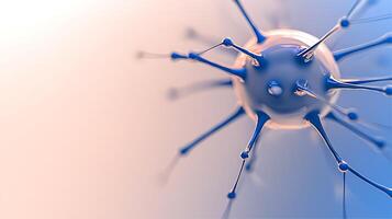 Close-up view of a stylized microscopic cell with protruding structures against a soft gradient background photo