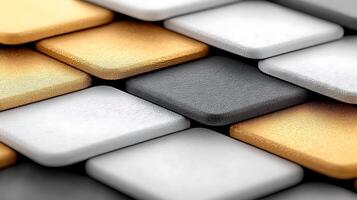 Close-up view of interlocking textured tiles in various colors arranged in a modern pattern photo