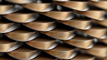 Close-up view of metallic layered textures showcasing intricate patterns and reflections photo