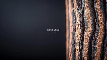 Close-up view of textured tree bark with a dark background highlighting natural patterns photo