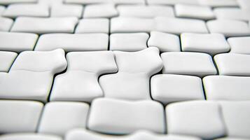 Close-up view of textured white tiles arranged in a seamless pattern on a surface photo