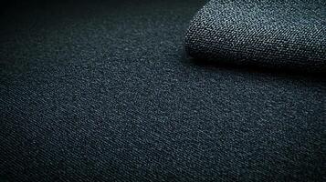Close-up view of textured dark fabric with a rolled edge, highlighting intricate patterns and depth photo