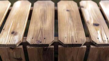 Close-up view of wooden planks arranged in a rhythmic pattern, showcasing natural textures and colors photo