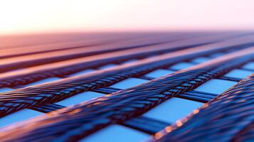 Close-up view of woven material with intricate patterns under soft lighting at dawn photo