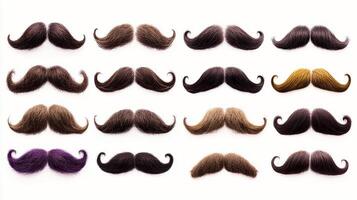 Collection of diverse mustache styles arranged in a grid on a white background for grooming inspiration photo