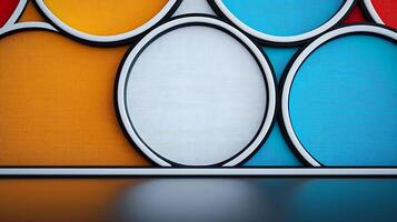 Colorful abstract design featuring circular patterns against a textured background photo