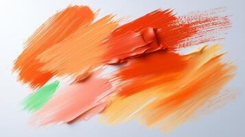 Colorful abstract paint strokes blending vibrant hues on a smooth surface, creating a dynamic art piece photo