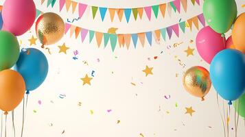 Colorful balloons and festive decorations create a joyful atmosphere for a celebration photo