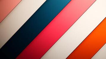 Colorful diagonal stripes of varying widths create a vibrant abstract background for design use photo