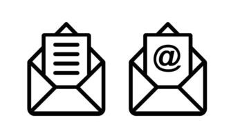 Set of mail icons on white background illustration . Mail, message, envelope symbol vector