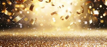 Golden confetti and confetti falling from the sky photo
