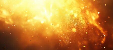 Golden fire background with bright light photo