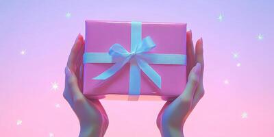 Hands holding a gift box photo