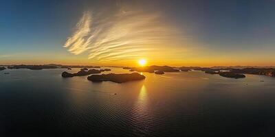 Sunset over halong bay, vietnam photo