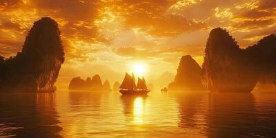 Golden Sunset over the Li River photo