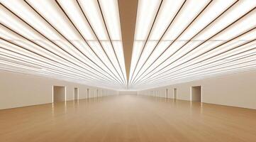 Empty modern gallery space with illuminated ceiling photo