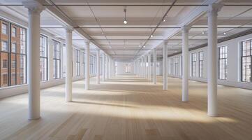 Spacious, bright loft space with high ceilings and large windows photo