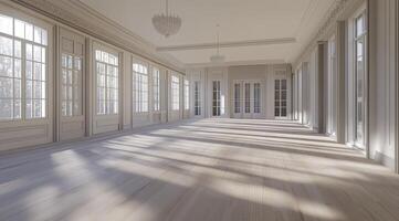 Grand, sun-drenched gallery with classic elegance photo