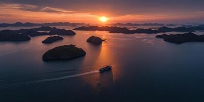 A boat traveling through the water photo
