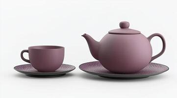 Dusty rose tea set, cup and teapot photo