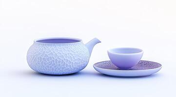 Light purple tea set with textured surface photo