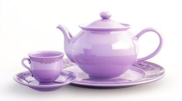 Lilac tea set, elegant and classic photo