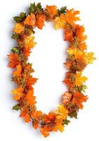 Autumnal leaf wreath in a circle shape photo