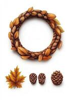 Autumn wreath and fall elements photo