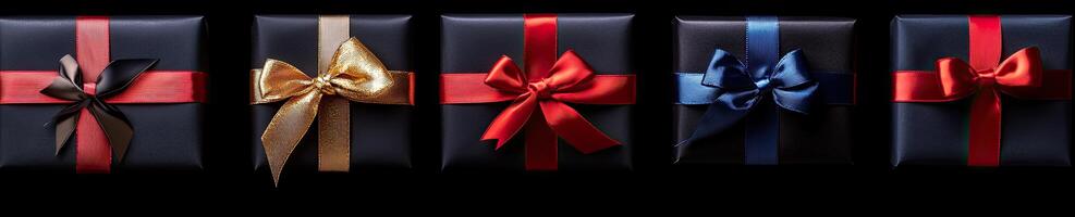 Holiday Gift Boxes with Assorted Ribbons photo