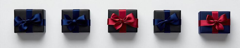 Four black and red gift boxes with bows photo