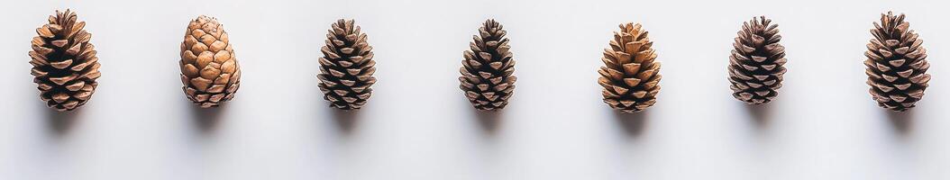 Series of Pine Cones in Varying Shades photo