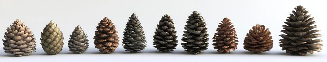 Array of Pine Cones in Various Shades photo