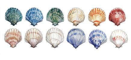 Assorted Colorful Scallop Shells photo