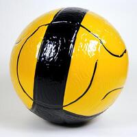 Yellow sphere with black stripes photo