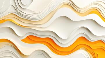 Abstract layered wavy shapes in white and orange photo