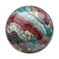 Polished, round gemstone with vibrant swirling patterns photo