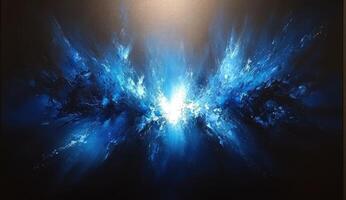 Abstract cosmic explosion of brilliant blue photo