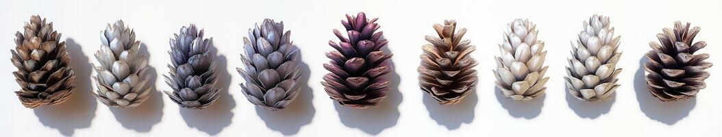 Colorful Pine Cones in a Spectrum of Shades photo