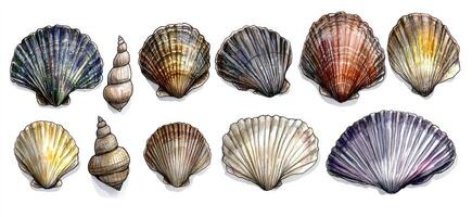 A set of different types of shells photo