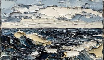 An abstract painting of waves and clouds photo